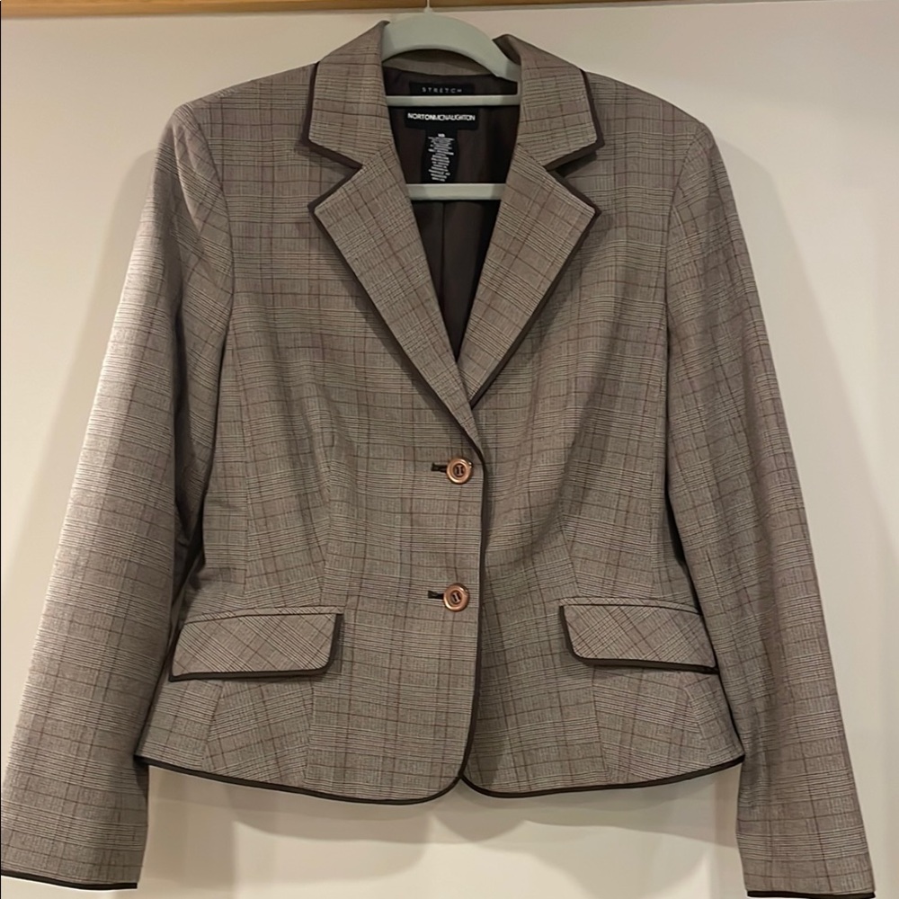 Tahari ASL Women's Plaid Blazer - Brown